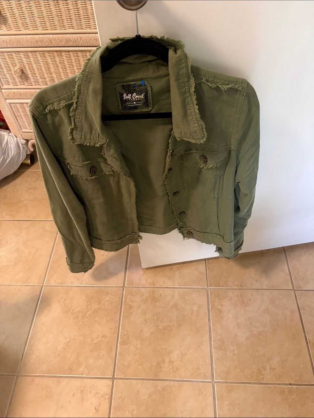 Women's Olive Green Distressed Utility Jacket